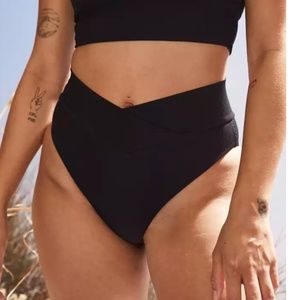 Aerie Ribbed Crossover High Cut Cheeky Bikini